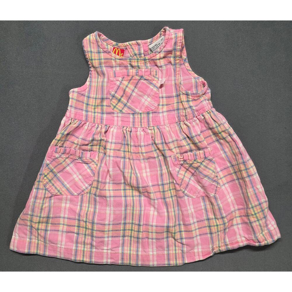 Mc Kids Toddler Girls Pink Plaid Jumper Size 3T Back 3 Button Closure